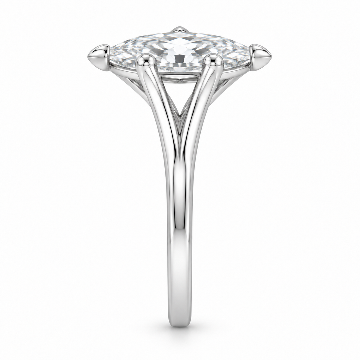 [metal:white-gold] Aureon Split-Shank Marquise Setting — side-profile — Aureon Split-Shank Marquise Setting side-profile design illustration [catalog-v4]