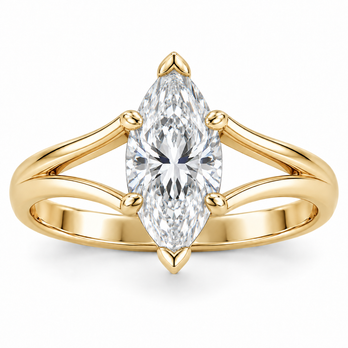 [metal:yellow-gold] Aureon Split-Shank Marquise Setting — front — Aureon Split-Shank Marquise Setting front design illustration [catalog-v4]