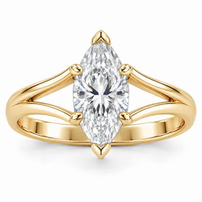 [metal:yellow-gold] Aureon Split-Shank Marquise Setting — front — Aureon Split-Shank Marquise Setting front design illustration [catalog-v4]