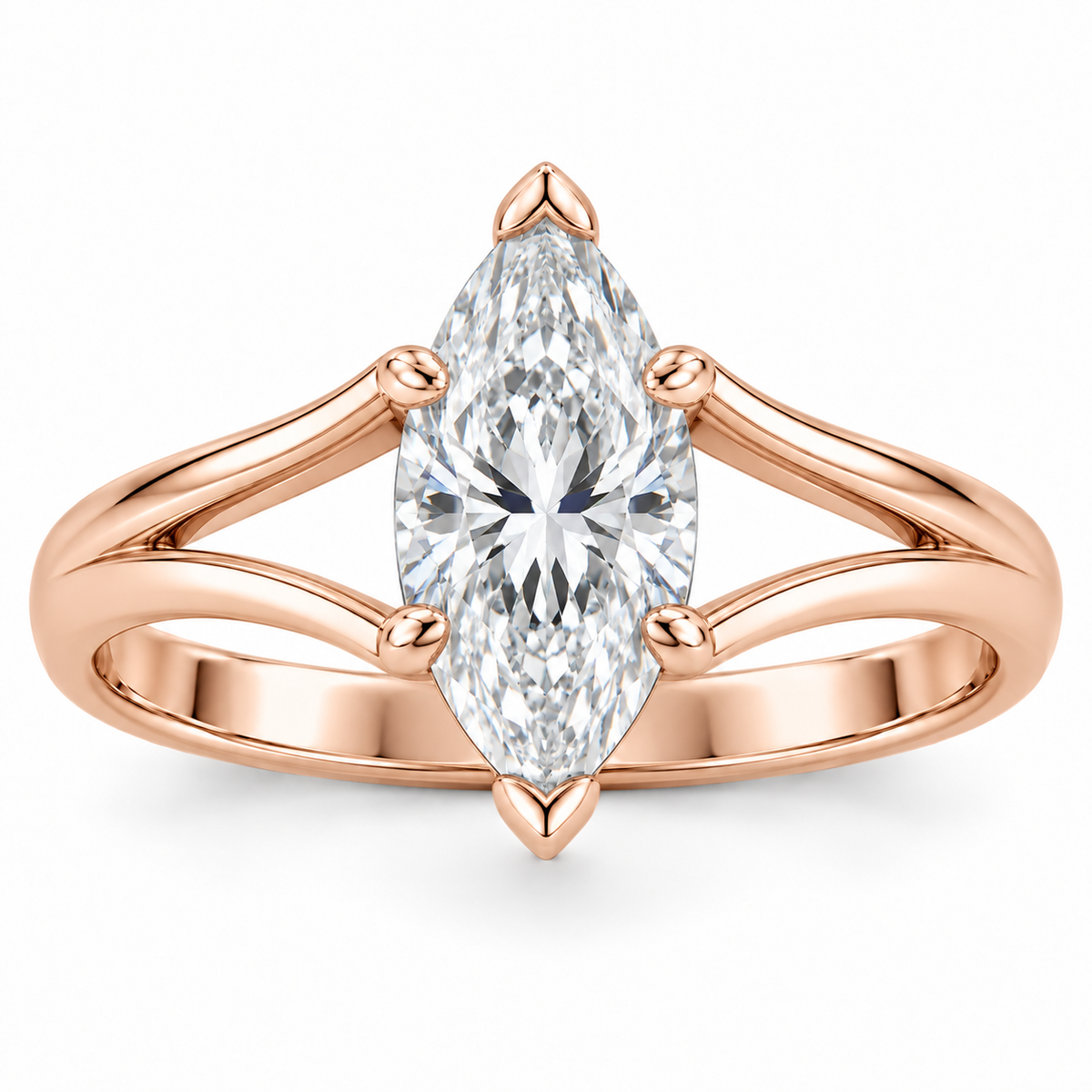[metal:rose-gold] Aureon Split-Shank Marquise Setting — front — Aureon Split-Shank Marquise Setting front design illustration [catalog-v4]