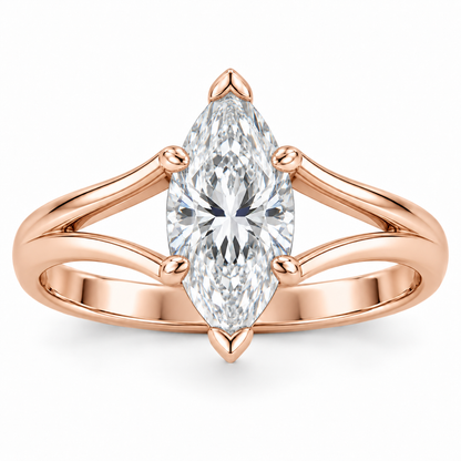 [metal:rose-gold] Aureon Split-Shank Marquise Setting — front — Aureon Split-Shank Marquise Setting front design illustration [catalog-v4]