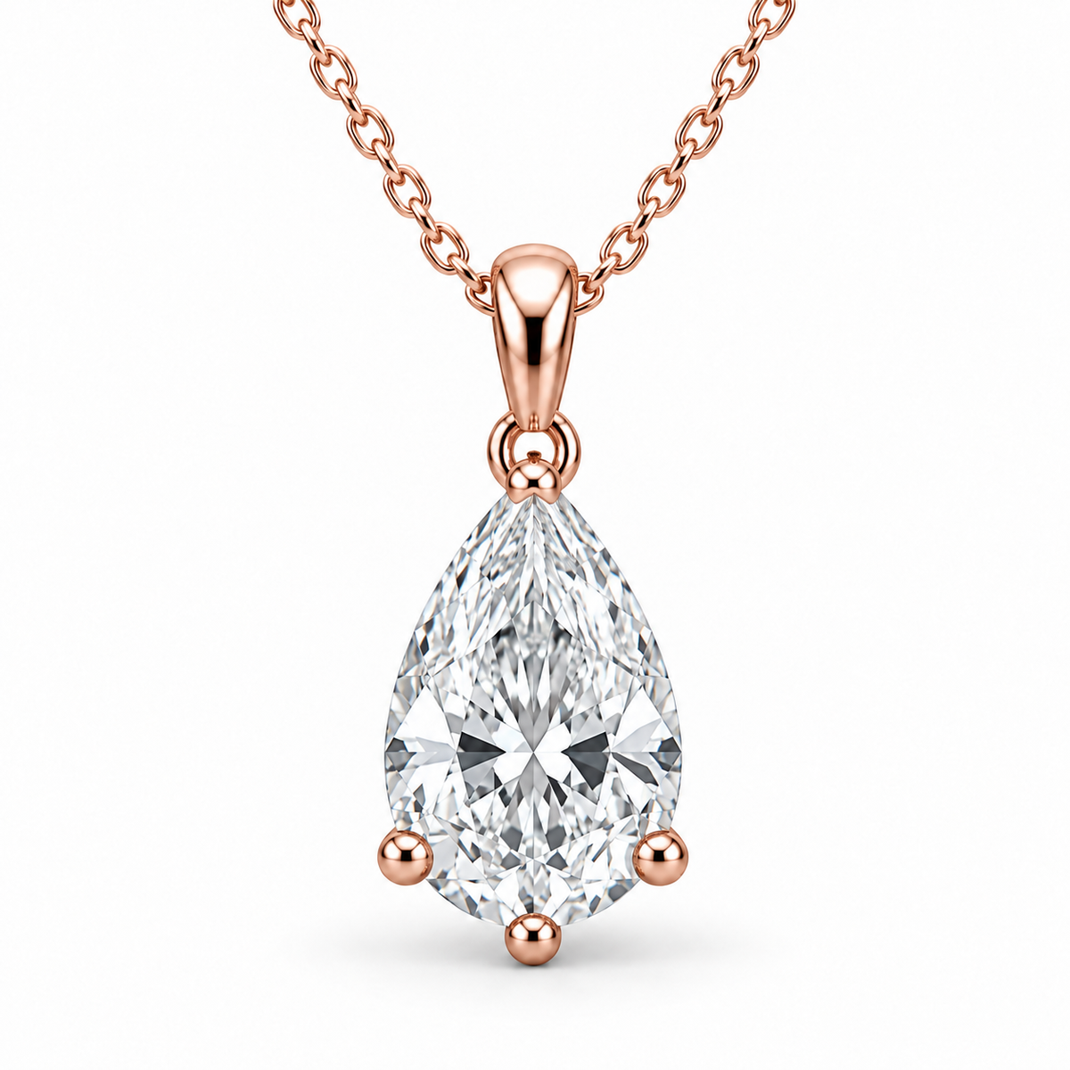 [metal:rose-gold] Aurora Pear Pendant — front — Rose gold colour preview [catalog-v4]