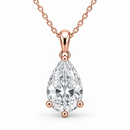 [metal:rose-gold] Aurora Pear Pendant — front — Rose gold colour preview [catalog-v4]