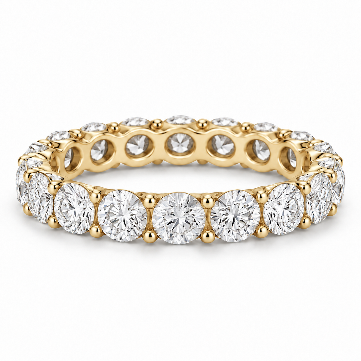 [metal:yellow-gold] Aveline Round Eternity Ring — front — Yellow gold colour preview [catalog-v4]