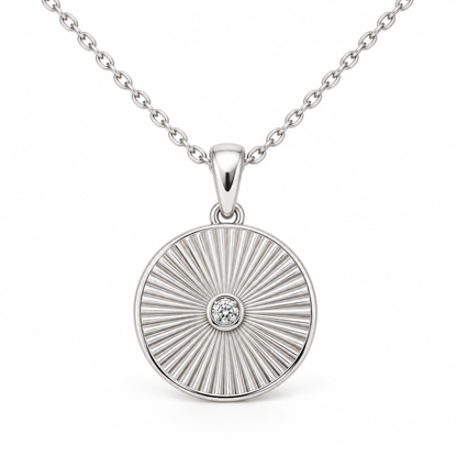 [metal:white-gold] Avelise Sunray Medallion — front — Avelise Sunray Medallion front design illustration [catalog-v4]