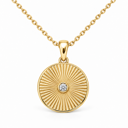 [metal:yellow-gold] Avelise Sunray Medallion — front — Avelise Sunray Medallion front design illustration [catalog-v4]
