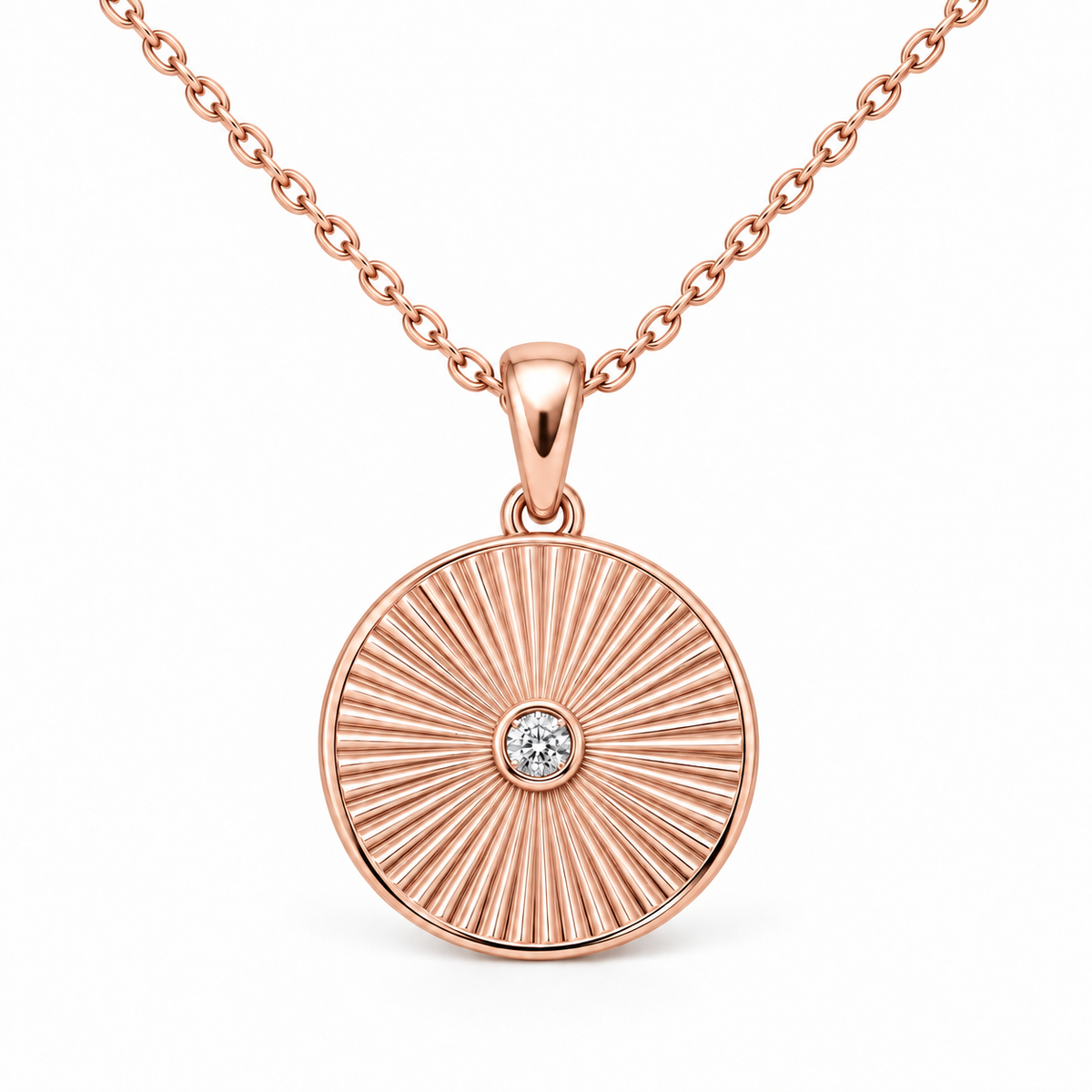 [metal:rose-gold] Avelise Sunray Medallion — front — Avelise Sunray Medallion front design illustration [catalog-v4]