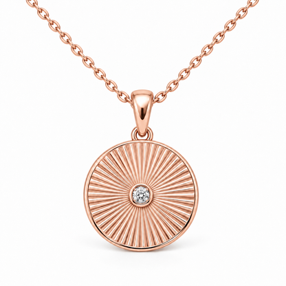 [metal:rose-gold] Avelise Sunray Medallion — front — Avelise Sunray Medallion front design illustration [catalog-v4]
