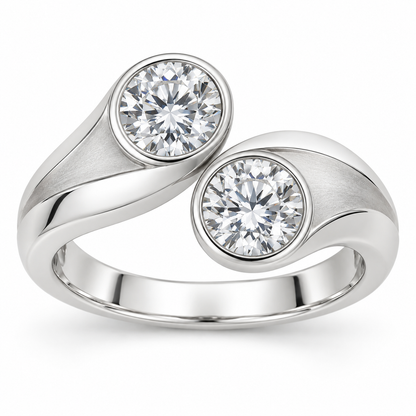 [metal:white-gold] Avelora Twin-Bezel Setting — front — Original setting design illustration [catalog-v4]