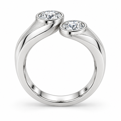 [metal:white-gold] Avelora Twin-Bezel Setting — top — Original setting design illustration [catalog-v4]