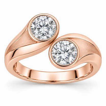[metal:rose-gold] Avelora Twin-Bezel Setting — front — Original setting design illustration [catalog-v4]