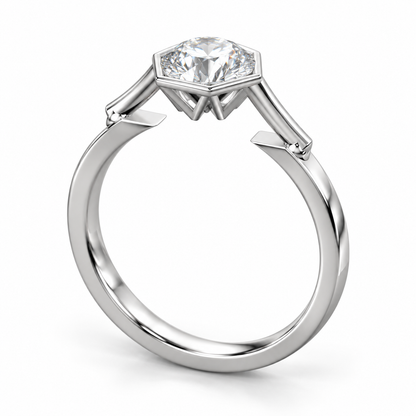 [metal:white-gold] pj avenor hex truss bezel setting — front — illustrative design [catalog-v4]