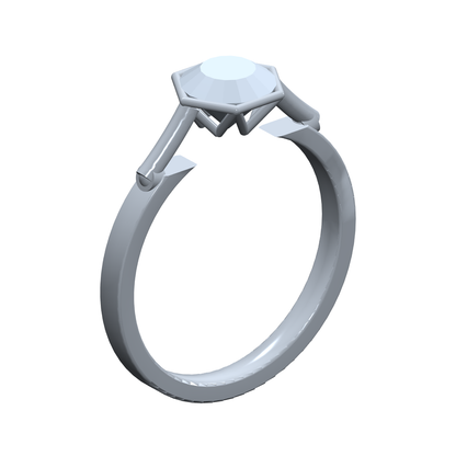 [metal:white-gold] pj avenor hex truss bezel setting — angle CAD view — illustrative design [catalog-v4]