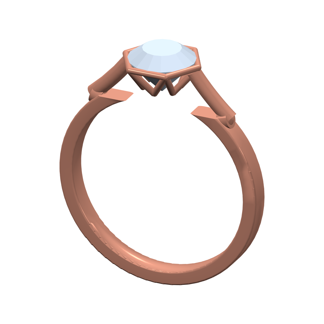 [metal:rose-gold] pj avenor hex truss bezel setting — rose CAD view — illustrative design [catalog-v4]