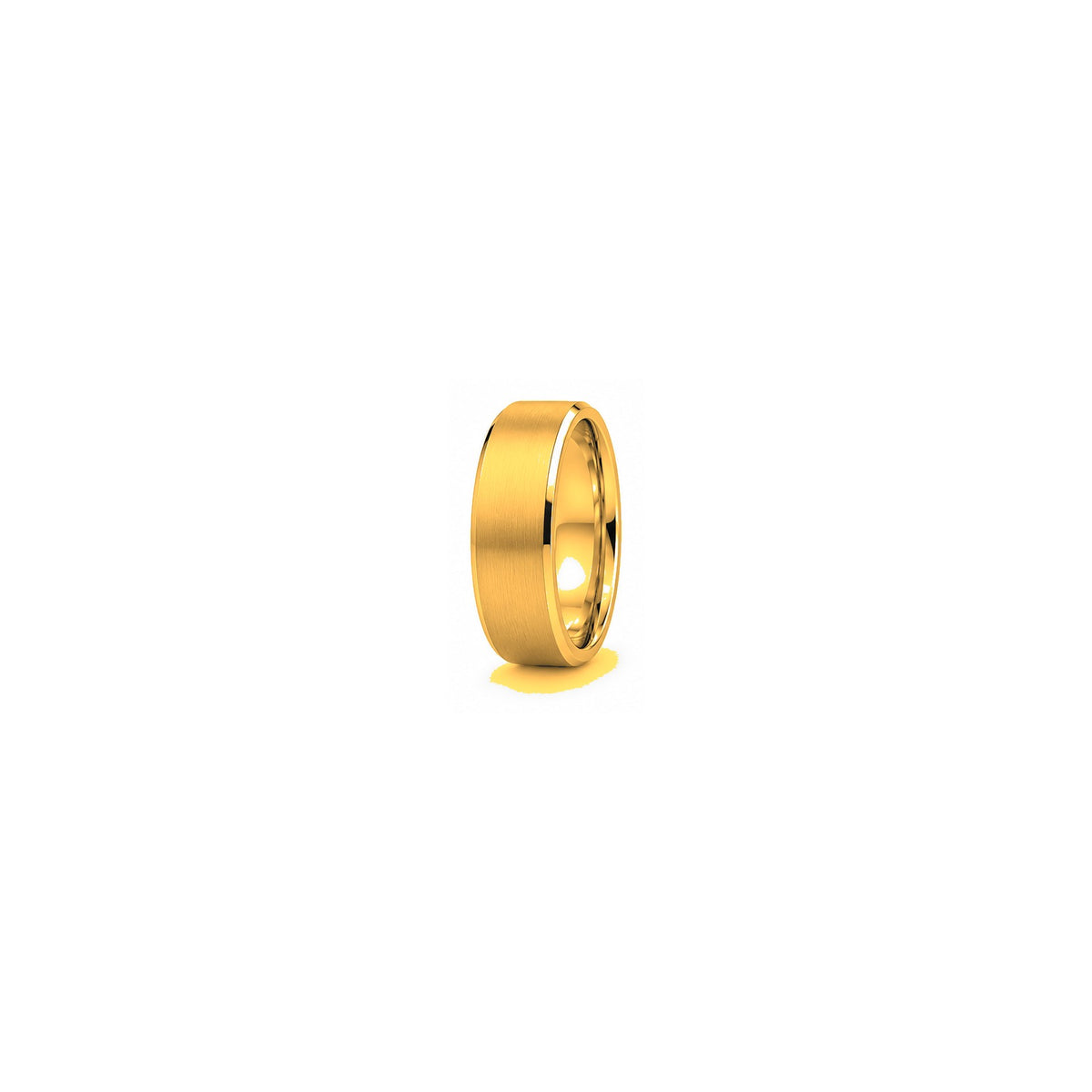 [metal:yellow-gold] Bastien Flat Wedding Band — yellow gold hero — illustrative catalogue render