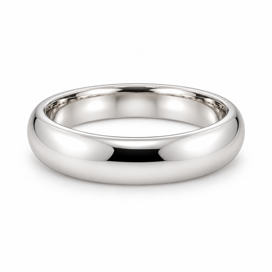 [metal:white-gold] Beatrice Court Band — front — Court-profile band, shallow front studio view [catalog-v4]