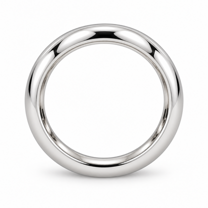 [metal:white-gold] Beatrice Court Band — top — Court-profile band, circular elevation studio view [catalog-v4]