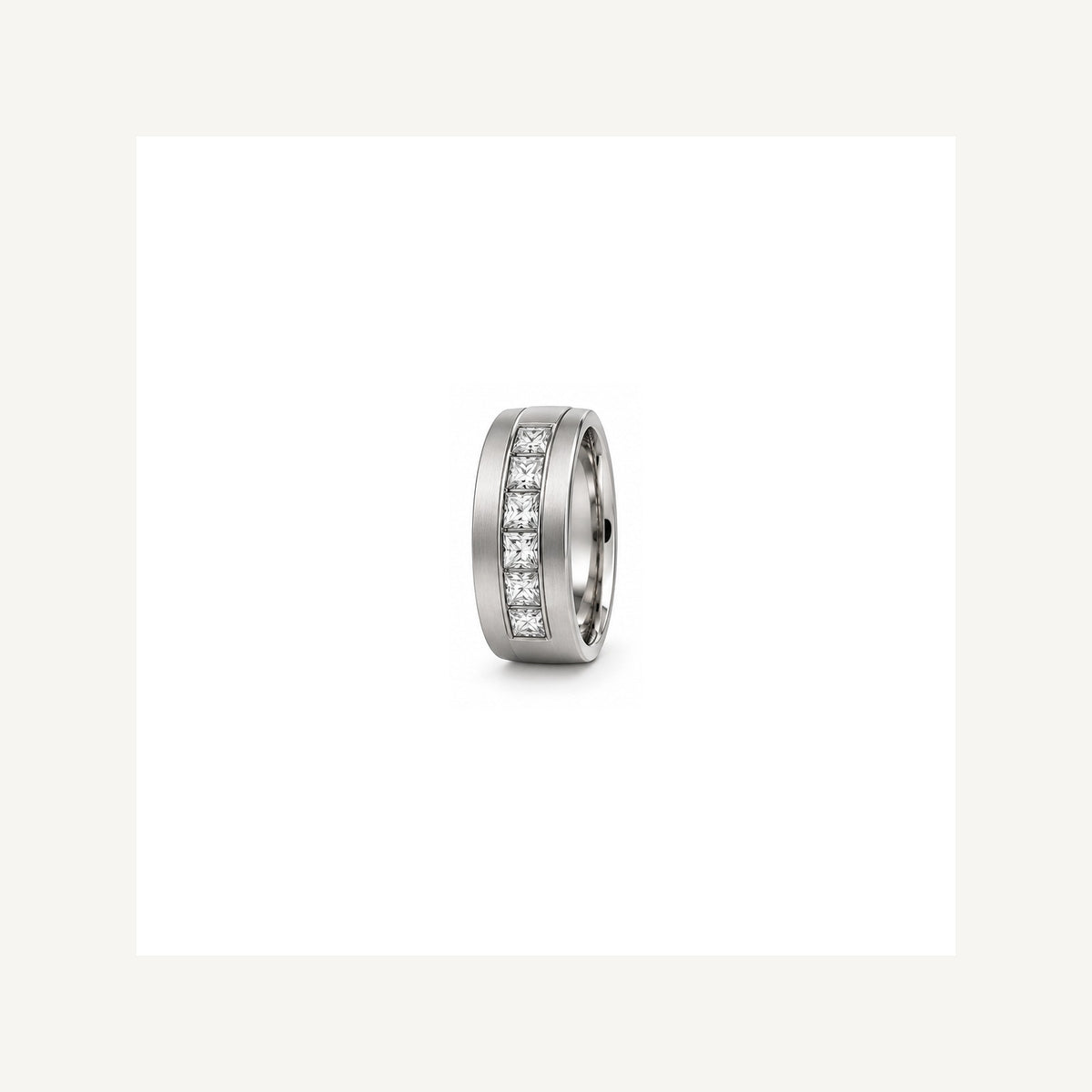 [metal:white-gold] Benedict Channel Diamond Band — white gold detail — illustrative catalogue render