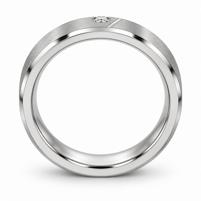 [metal:white-gold] Caedmon Diagonal Bezel Band — circular — Same design shown circular [catalog-v4]