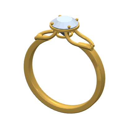 [metal:yellow-gold] pj caelune lyre gallery setting — yellow CAD view — illustrative design [catalog-v4]