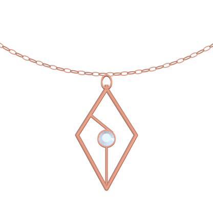 [metal:rose-gold] pj caldria kite aperture necklace — rose CAD view — illustrative design [catalog-v4]