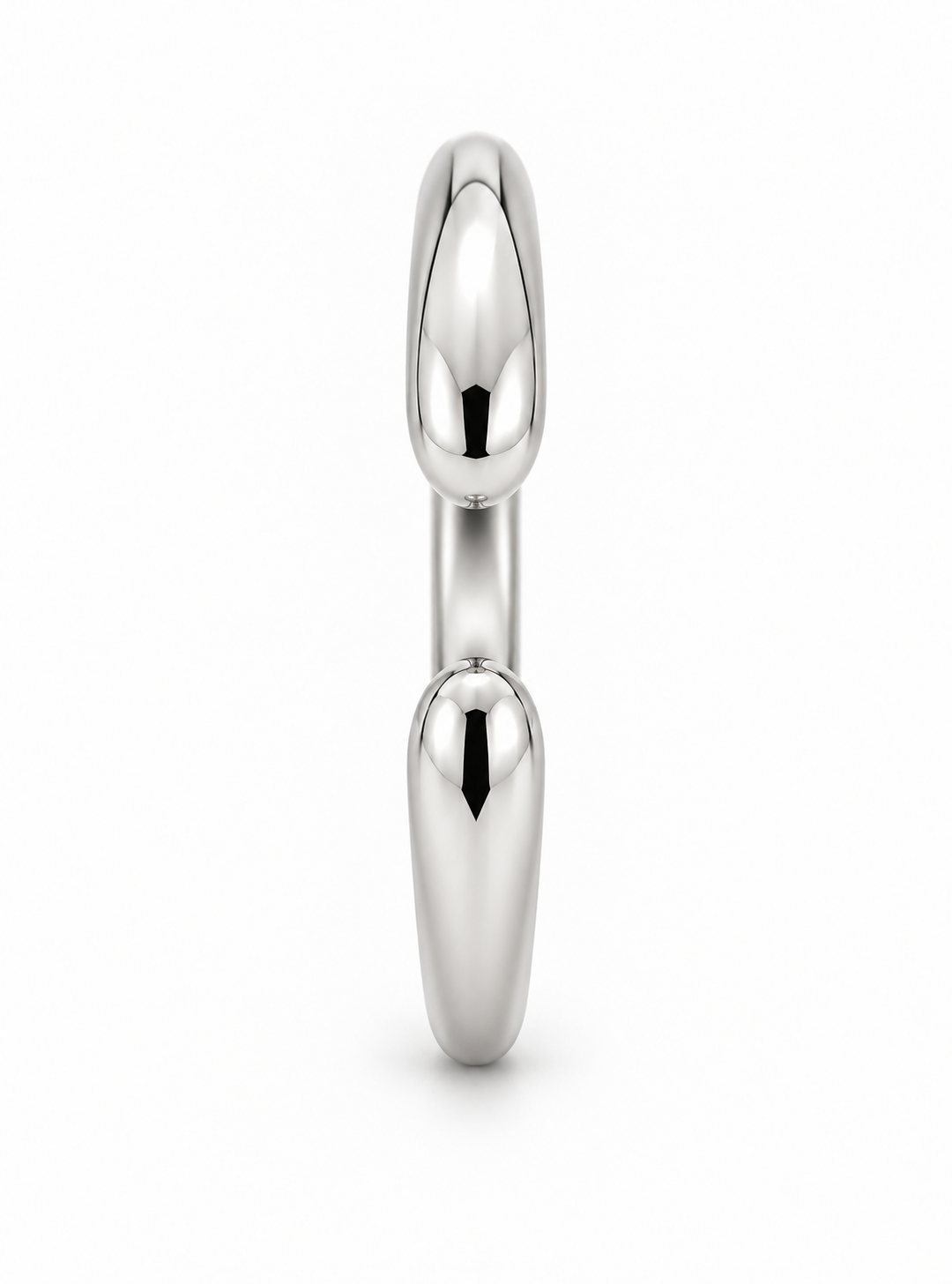 [metal:white-gold] Calista Open Ring — side-profile — Open band with tapered rounded ends, edge profile studio view [catalog-v4]