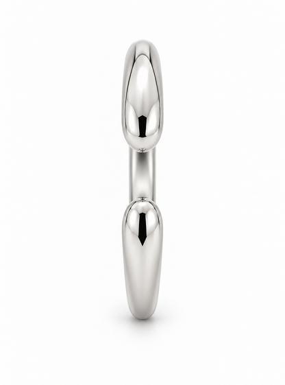 [metal:white-gold] Calista Open Ring — side-profile — Open band with tapered rounded ends, edge profile studio view [catalog-v4]