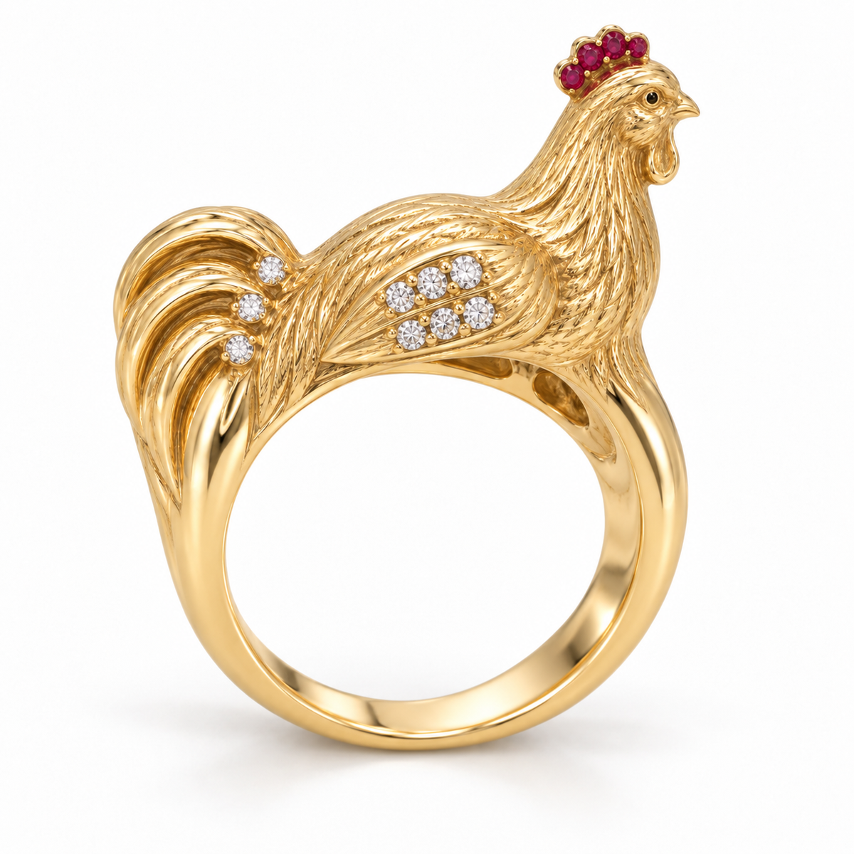 Cantata Rooster Ring — alternate view with construction — [metal:all]