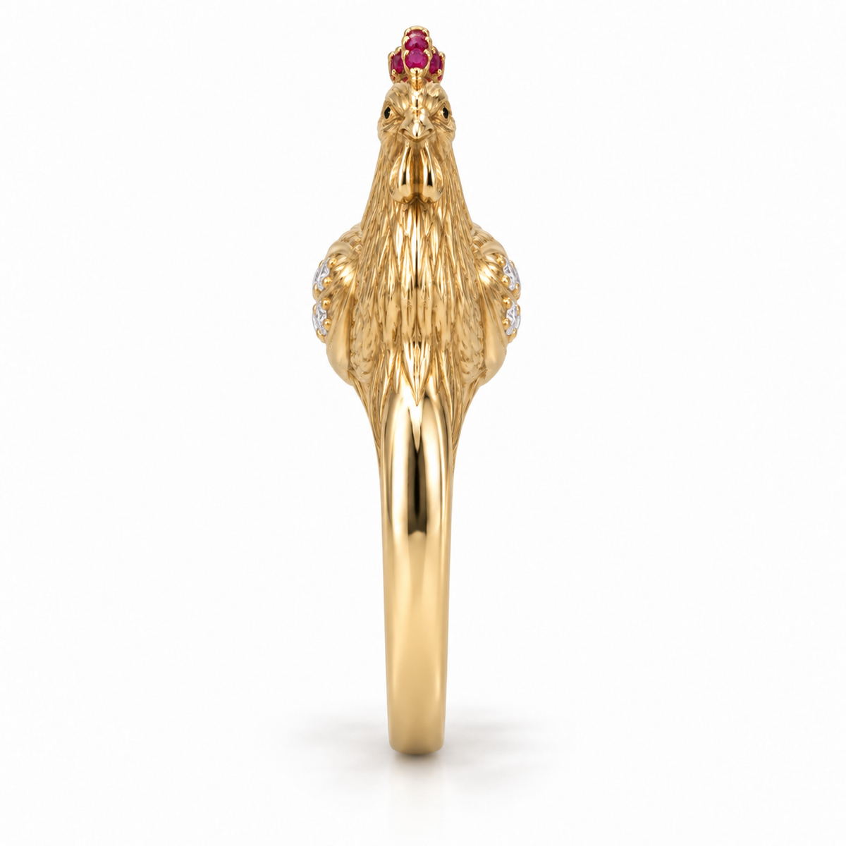 Cantata Rooster Ring — side profile — [metal:all]