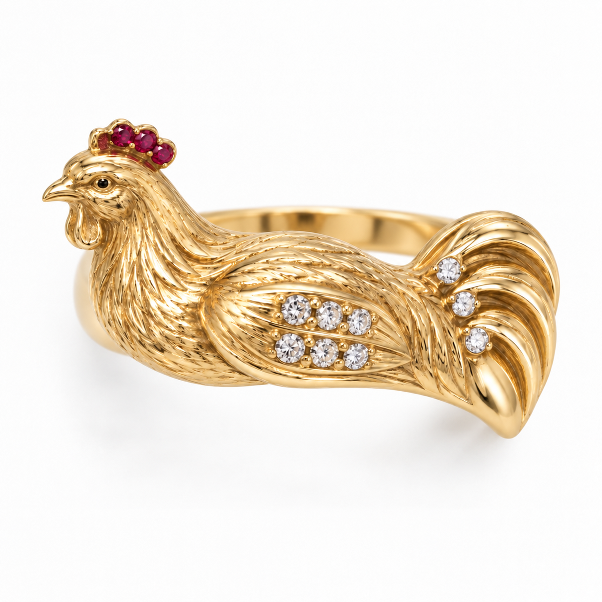 Cantata Rooster Ring — top view — [metal:all]