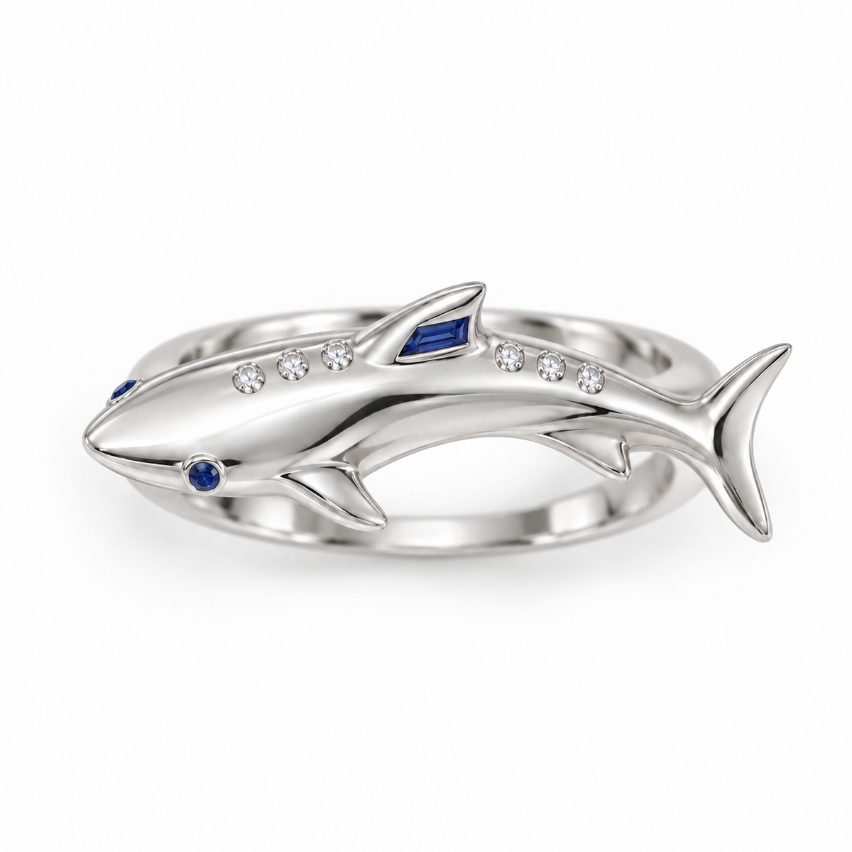 Carène Shark Ring — top view — [metal:all]