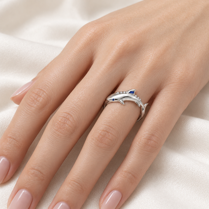 Carène Shark Ring — worn view — [metal:all]