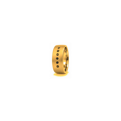 [metal:yellow-gold] Caspian Black Diamond Band — yellow gold hero — illustrative catalogue render