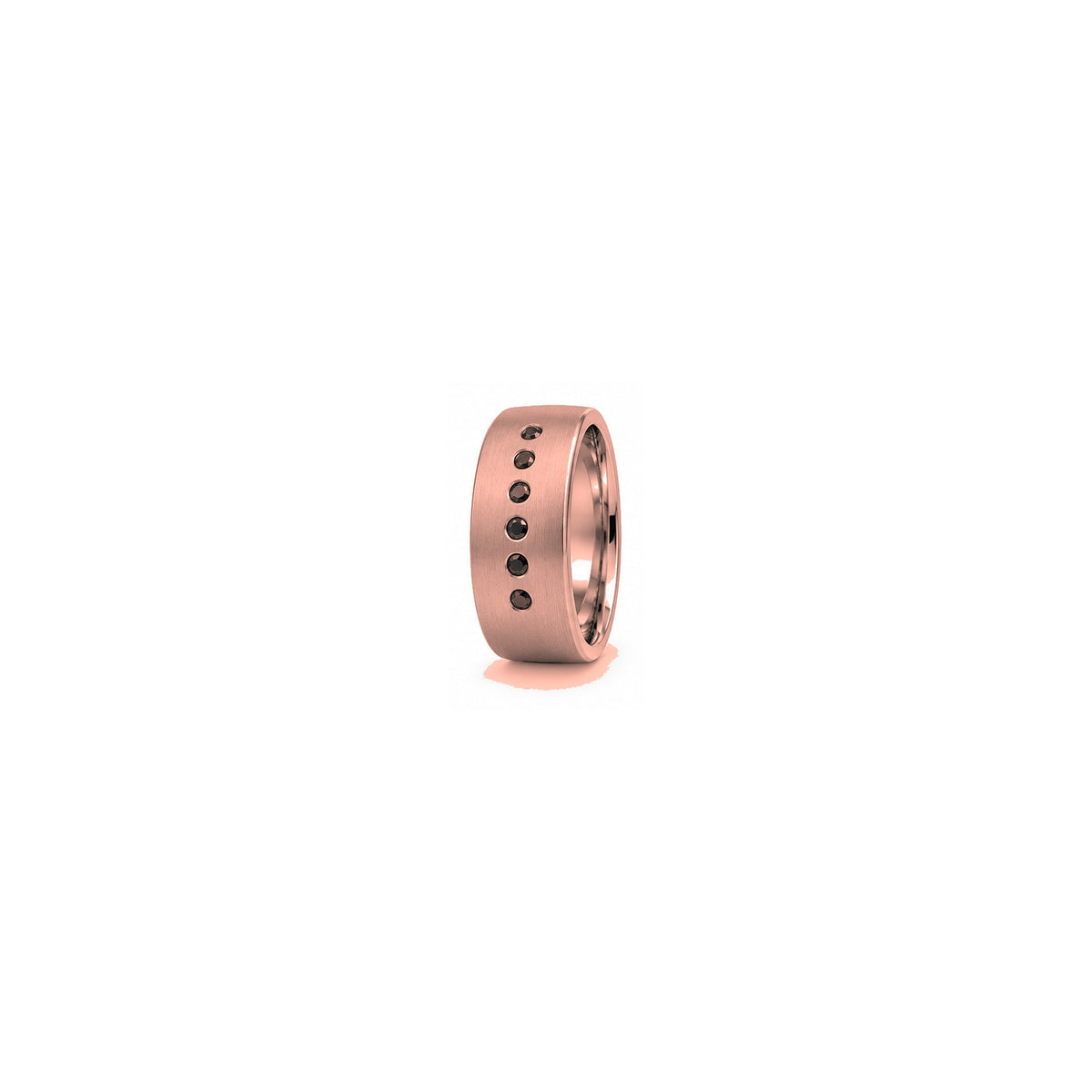 [metal:rose-gold] Caspian Black Diamond Band — rose gold hero — illustrative catalogue render