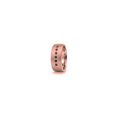 [metal:rose-gold] Caspian Black Diamond Band — rose gold hero — illustrative catalogue render