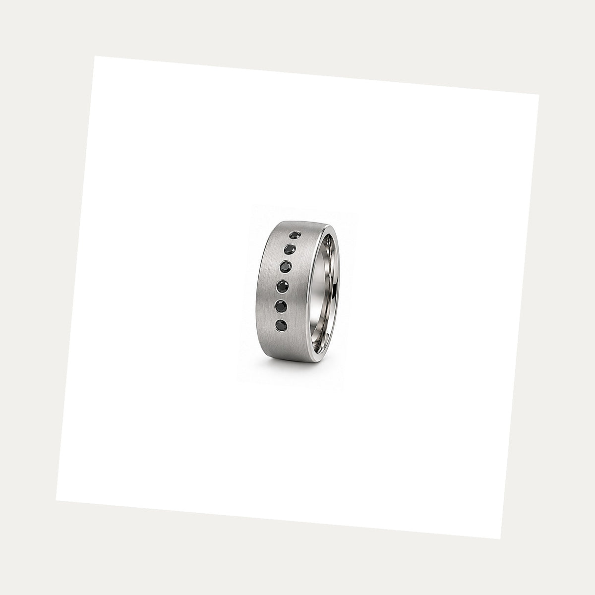 [metal:white-gold] Caspian Black Diamond Band — white gold alternate — illustrative catalogue render