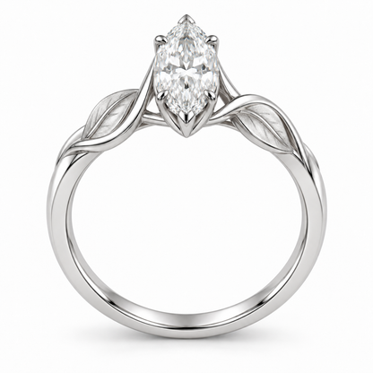[metal:white-gold] Celandine Leaf-Twist Setting — top — Original setting design illustration [catalog-v4]
