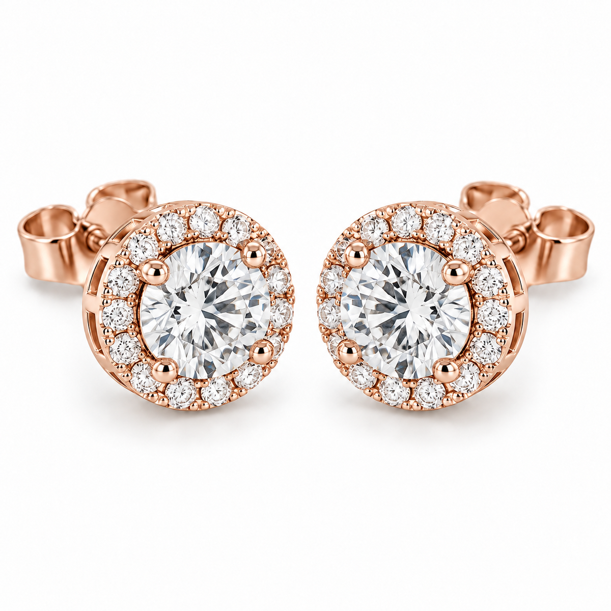 [metal:rose-gold] Celeste Halo Earrings — front — illustrative design render [catalog-v2]