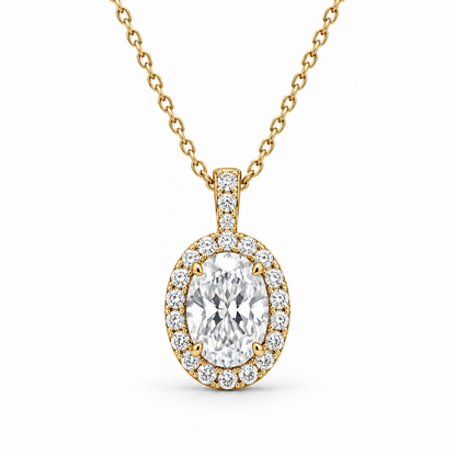 [metal:yellow-gold] Celestine Halo Necklace — front — Yellow gold colour preview [catalog-v4]