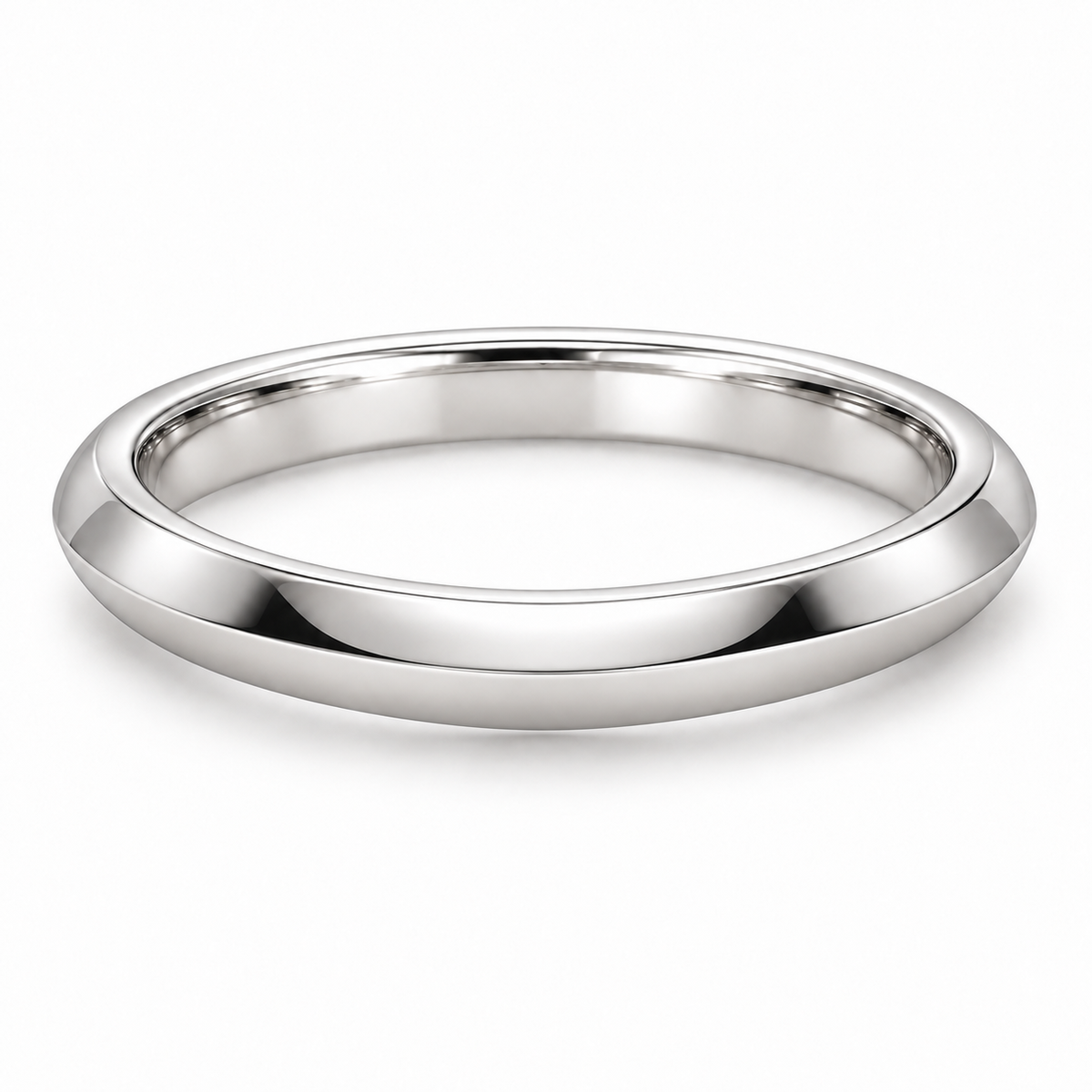 [metal:white-gold] Celine Knife-Edge Band — front — Knife-edge band, shallow front studio view [catalog-v4]