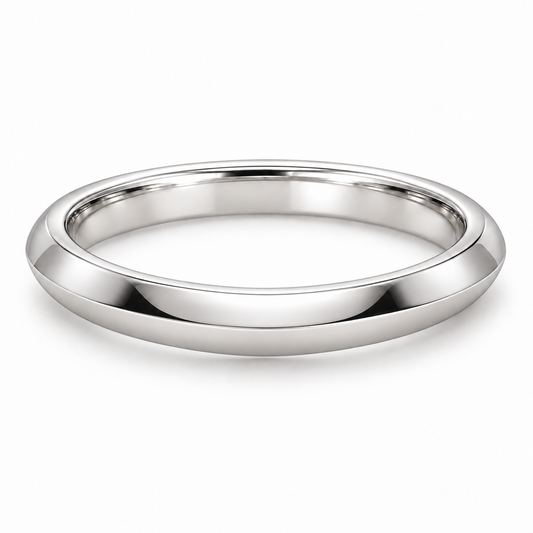 [metal:white-gold] Celine Knife-Edge Band — front — Knife-edge band, shallow front studio view [catalog-v4]