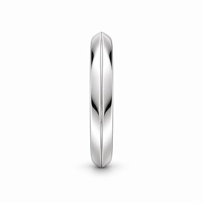 [metal:white-gold] Celine Knife-Edge Band — side-profile — Knife-edge band, edge profile studio view [catalog-v4]