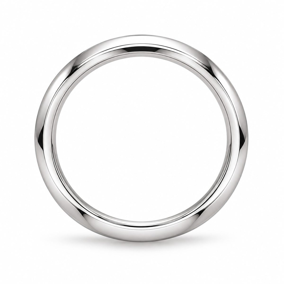 [metal:white-gold] Celine Knife-Edge Band — top — Knife-edge band, circular elevation studio view [catalog-v4]