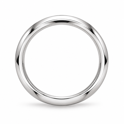 [metal:white-gold] Celine Knife-Edge Band — top — Knife-edge band, circular elevation studio view [catalog-v4]