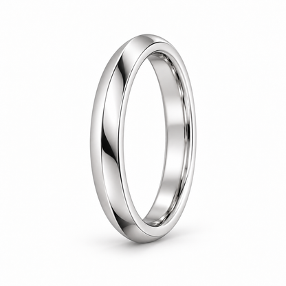 [metal:white-gold] Celine Knife-Edge Band — three-quarter — Knife-edge band, standing oblique studio view [catalog-v4]