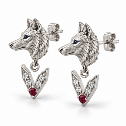 Cendre Wolf Chevron Drops — alternate view with construction — [metal:all]