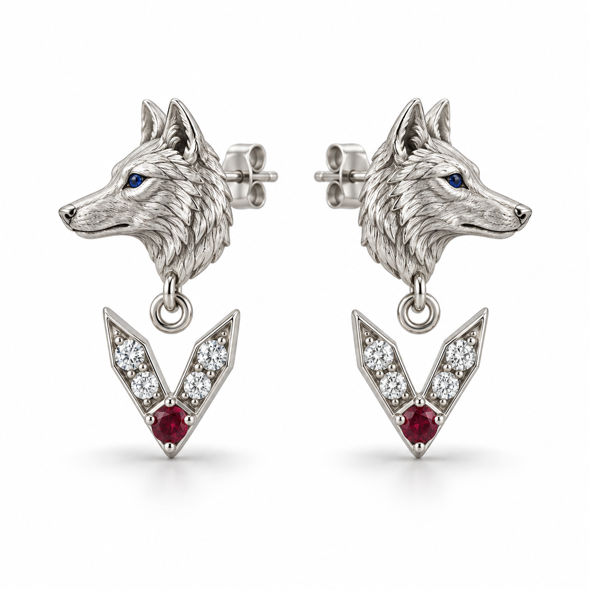 Cendre Wolf Chevron Drops - hero - [metal:platinum]