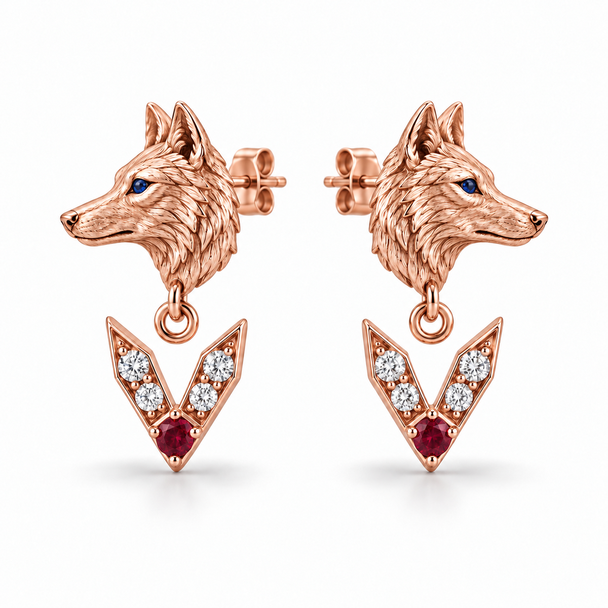 Cendre Wolf Chevron Drops — hero — [metal:rose-gold]