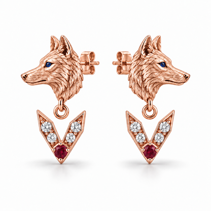 Cendre Wolf Chevron Drops — hero — [metal:rose-gold]