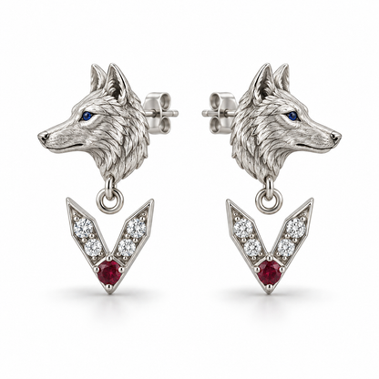 Cendre Wolf Chevron Drops — hero — [metal:white-gold]